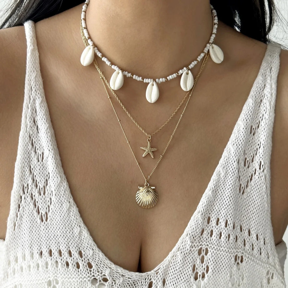 Turtle, Starfish and Shell Fishtail Boho Choker