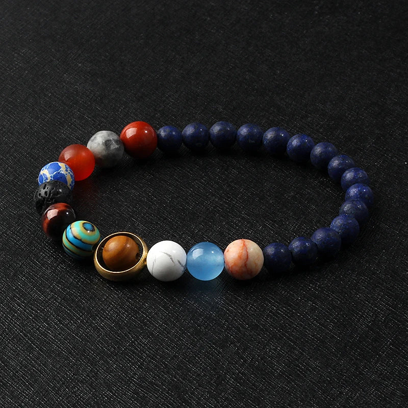 Galaxy Solar System Bracelet Men Universe Nine Planets Natural Stone Stars Earth Moon Bracelets for Women Fashion Couple Jewelry