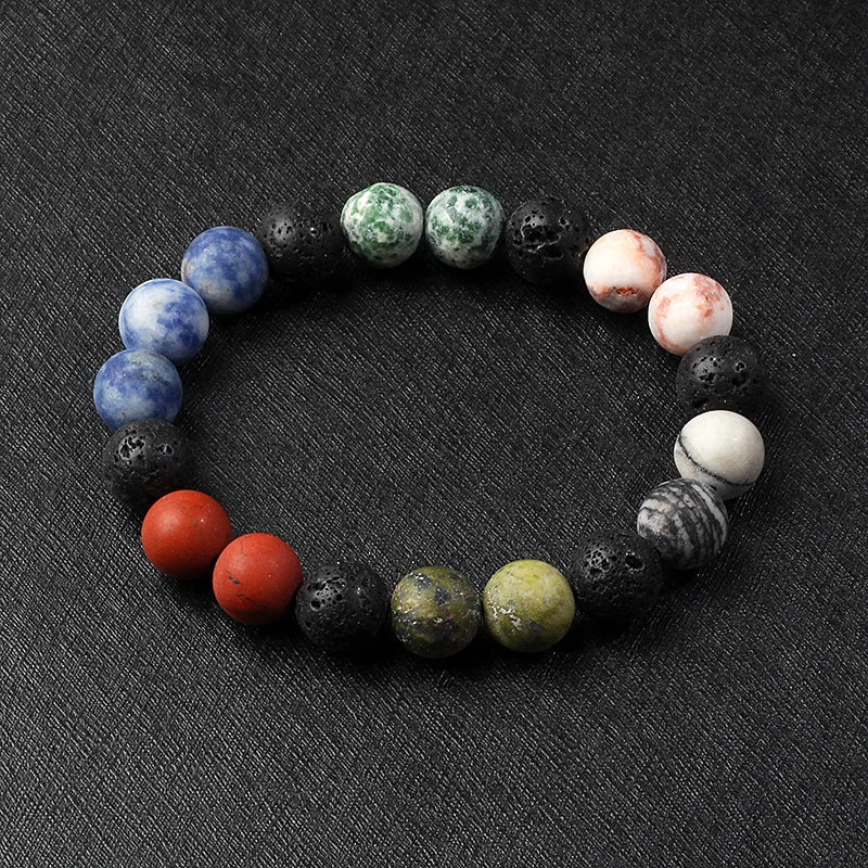 Galaxy Solar System Bracelet Men Universe Nine Planets Natural Stone Stars Earth Moon Bracelets for Women Fashion Couple Jewelry