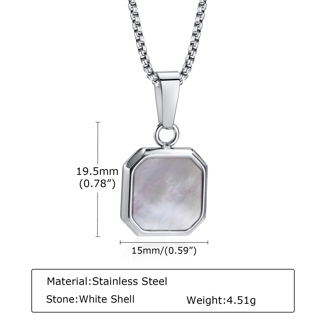 Natural Stone and Stainless Steel Hip Hop Pendant Necklace for Men