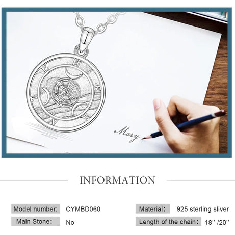 S925 Sterling Silver Hecate Wheel Pendant Necklace, Abalone Triple Moon Goddess Wiccan Amulet