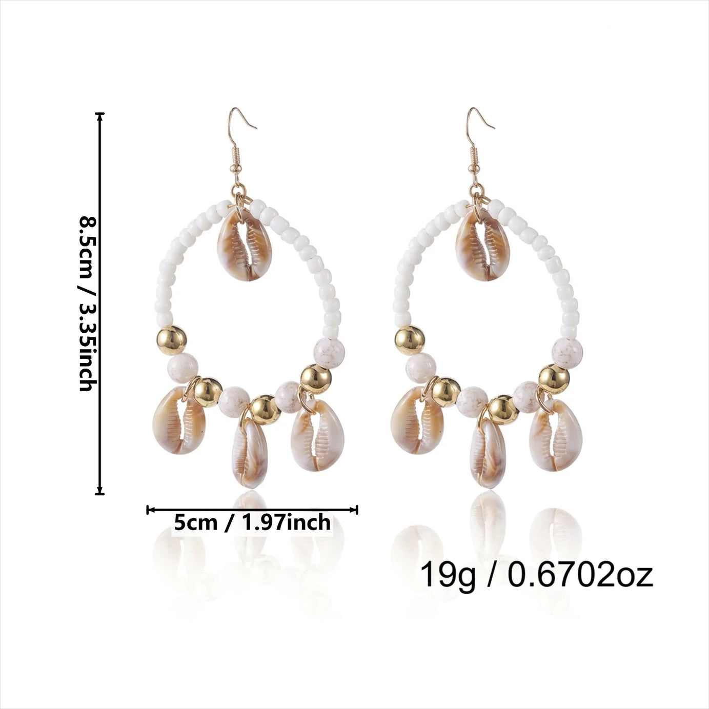 Woven Hoop Spotted Shell Drop Earrings Jewelry