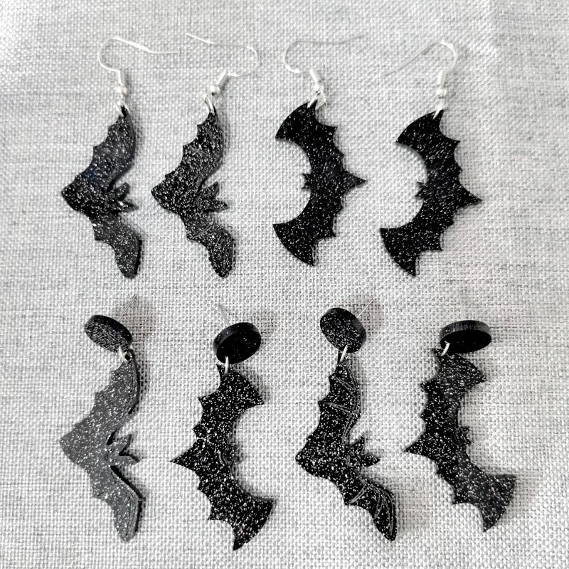2024 New Skeleton Pumpkins Halloween Earrings Women Hallowmas Costume Cosplay Skull Heart Axe Black Bat Acrylic Drop Earring - Charlie Dolly