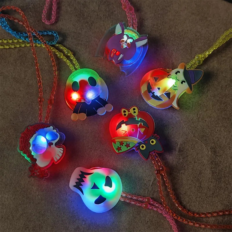 2024 Halloween LED Light-emitting Necklaces for Women Glowing Pendant Toys Children Flash Necklace Halloween Party Decorations - Charlie Dolly