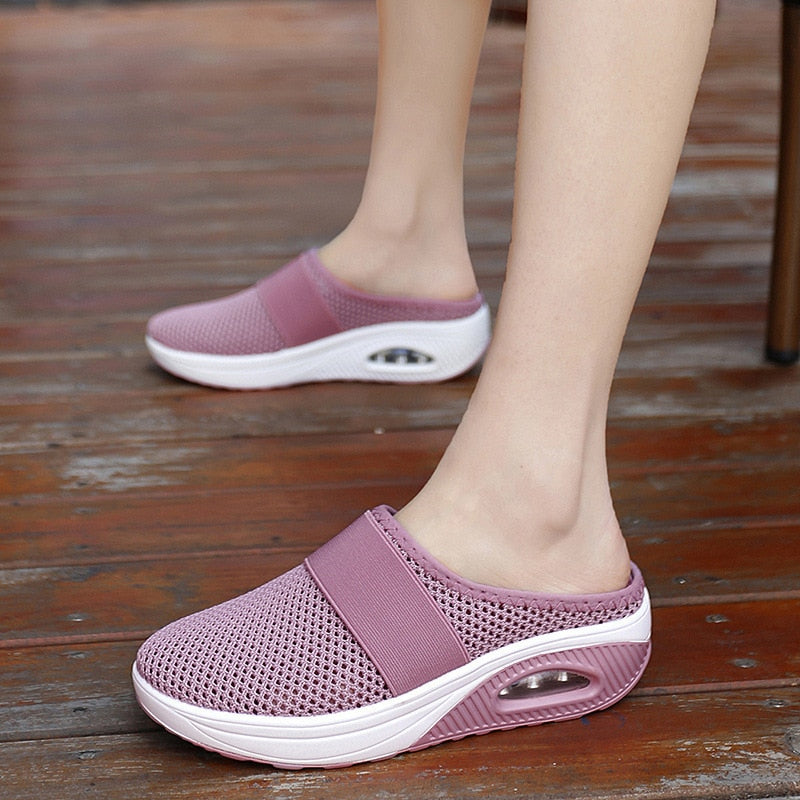 Air Cushion Slip-On Women Walking Shoes Orthopedic Diabetic Ladies Platform Mules Mesh Slippers Wedge Female Sneaker - Charlie Dolly