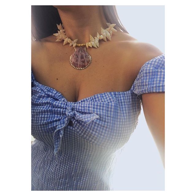 Summer Fashion Classic Irregular Green Shell Stone Short Necklace OT Button Copper Alloy Sea Shell Pendant Beach Choker Gift - Charlie Dolly