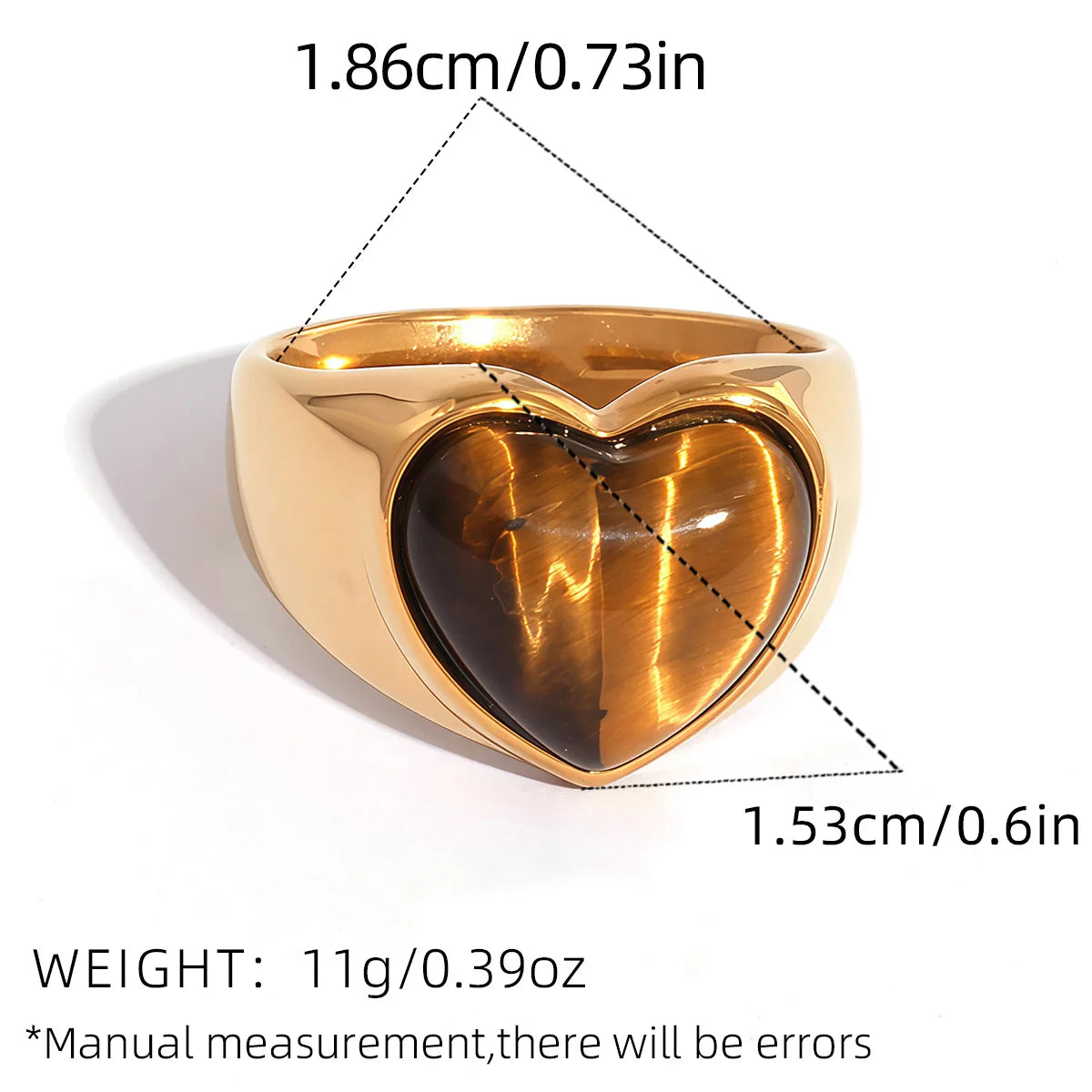 Creative Gold Plated Stainless Steel Rings for Women Simple Geometric Natural tiger Stone Finger Ring Boho Vintage Jewelry Gift