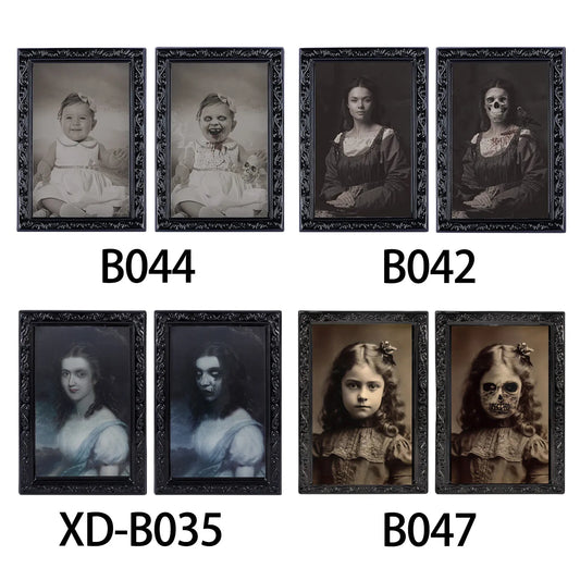 2024 New Horror Picture Frame Lens 3d Face Changing Horror Portraiture Haunted Weird Party Supplies Gifts CumpleañOs Decoracion