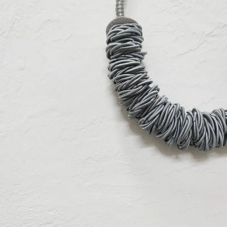 Woven Ring Grey Short Statement Necklace Jewelry