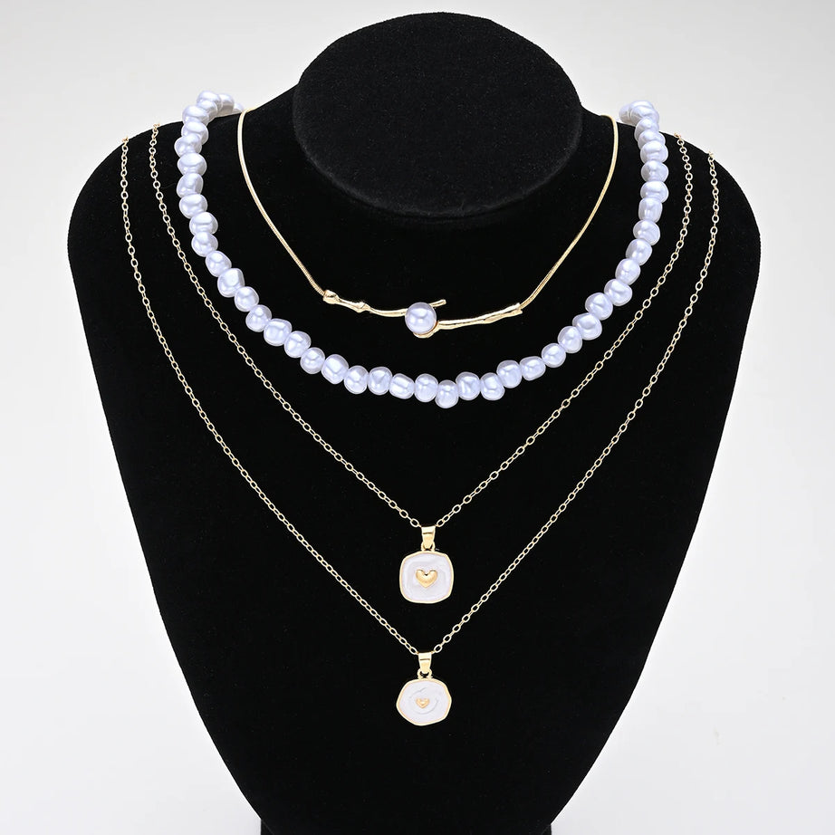 Pearl and Starfish Shell Layered Necklace