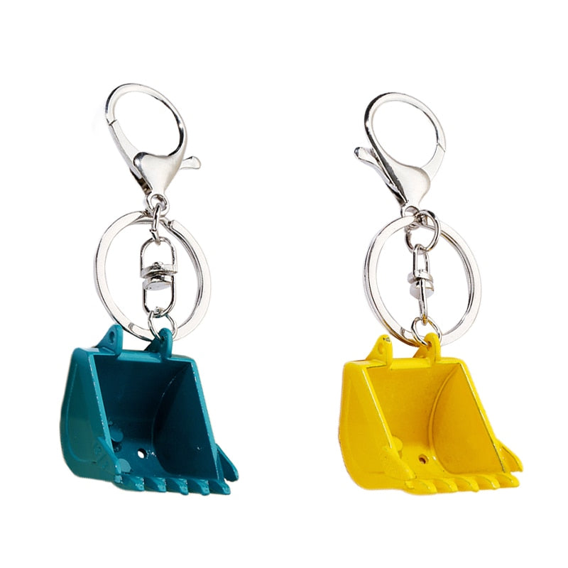 Creative alloy bulldozer keychain three-dimensional excavator tools car key pendant accessories metal key ring pendant - Charlie Dolly