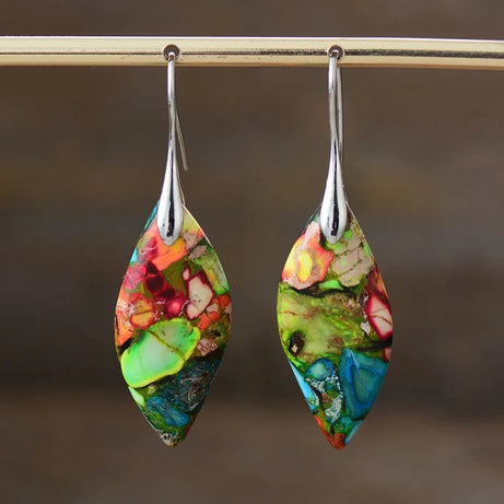 Natural Stone Geometric Pendant Earrings