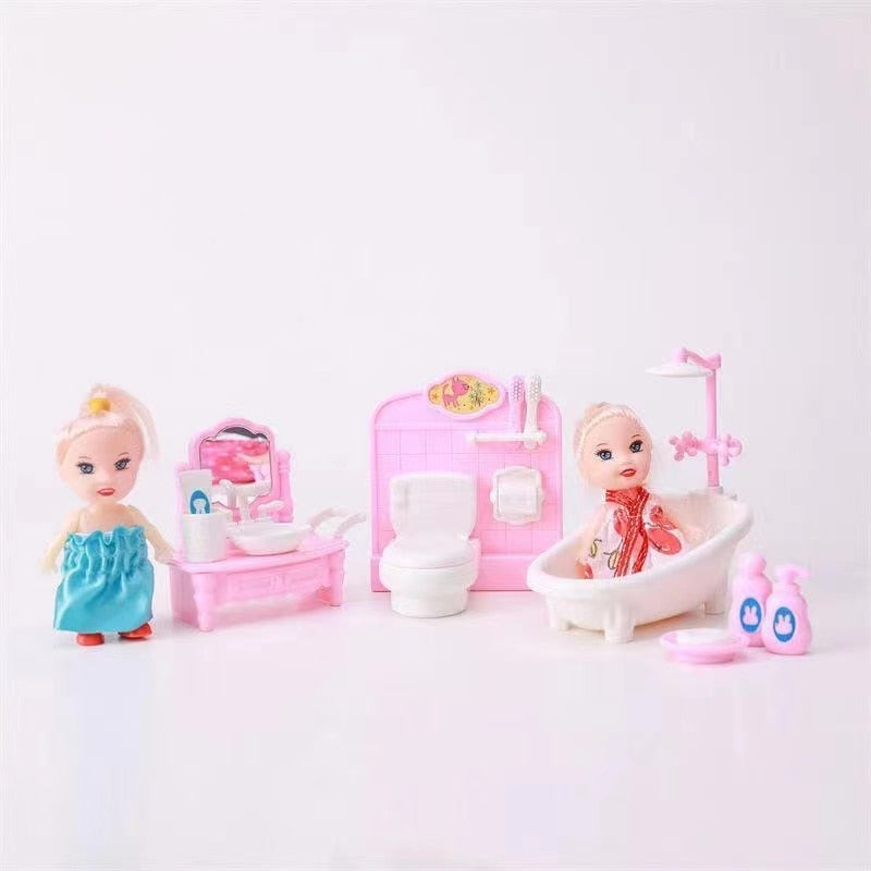 Hot Sale Cute Kawaii Pink 10 Items/Lot Miniature Dollhouse Furniture Accessory Kids Toys Kitchen Cooking Things For Barbie Game - Charlie Dolly