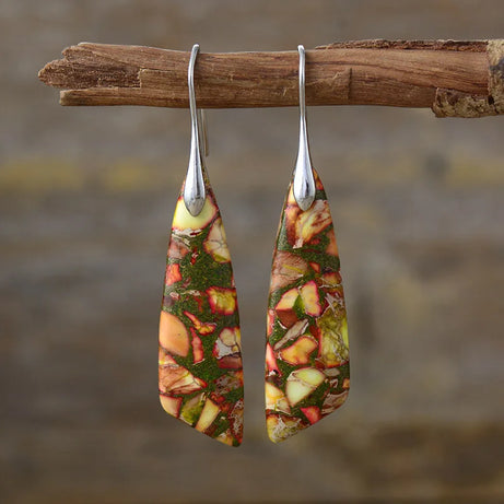 Natural Stone Geometric Pendant Earrings