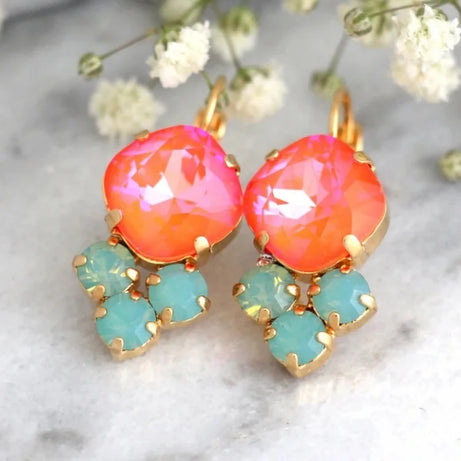 Rainbow Crystal Geometric Dangle Earrings Jewelry