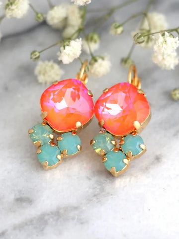 New Arrival Rainbow Crystal Dangle Earrings Cute Trendy Geometric Drop Earrings Boho Jewelry Accessories For Women