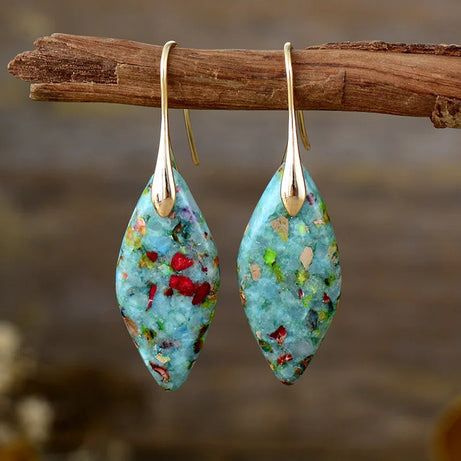 Natural Stone Geometric Pendant Earrings