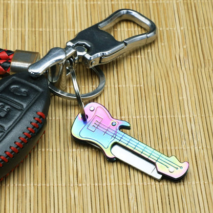 Mini Guitar Key Knife Stainless Steel Folding Knife Household Self-Defense Pocket Portable Tools Can Be Made Of Key Chain