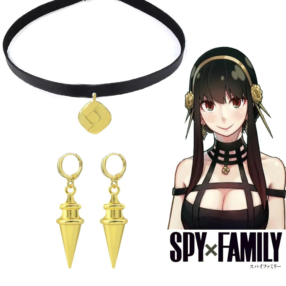 Anime SPY×FAMILY Yor Forger Cosplay Earrings Drop Golden Tapered Punk Women Ear Clips Fans Costumes Jewelry Gift - Charlie Dolly