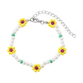 Dvacaman Boho Handmade Sunflower Beaded Necklace For Women Fashion White Imitation Pearl Choker Necklace INS Jewelry Accessories - Charlie Dolly