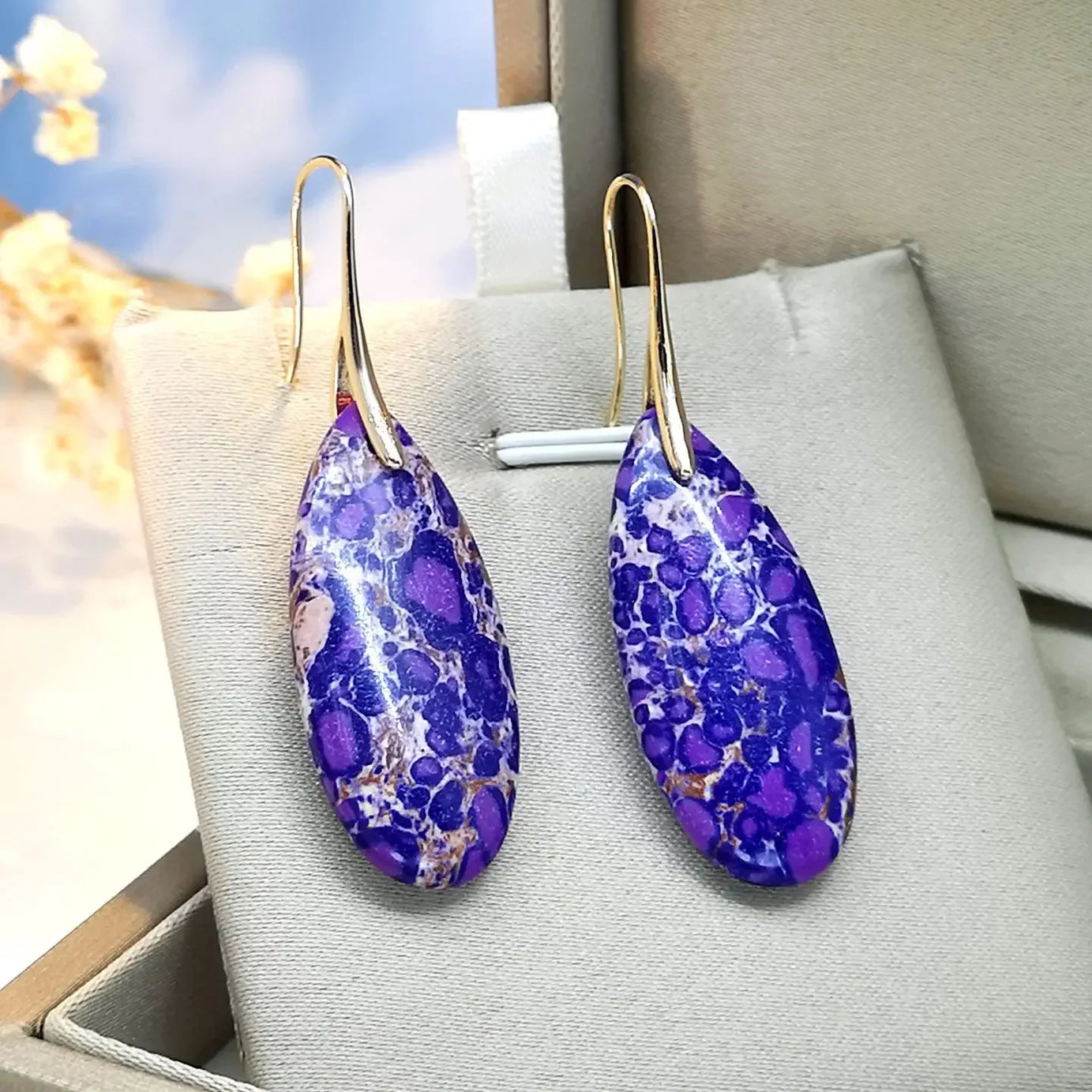 Bohemian Emperor Stone Droplet Pendant Earrings Natural Stone Jewelry Earrings for Women Vintage Luxury Boho Earring Jewelry - Charlie Dolly