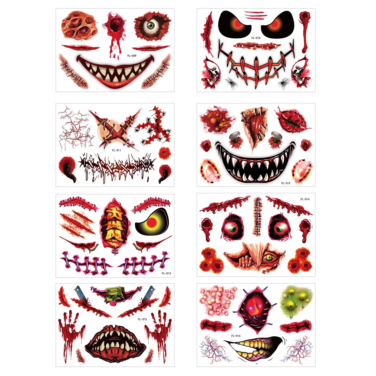 4-10pcs/set Halloween Bloody Wound Temporary Tattoo Stickers DIY Simulation Scar Cosplay Tattoo Halloween Theme Party Decoration - Charlie Dolly