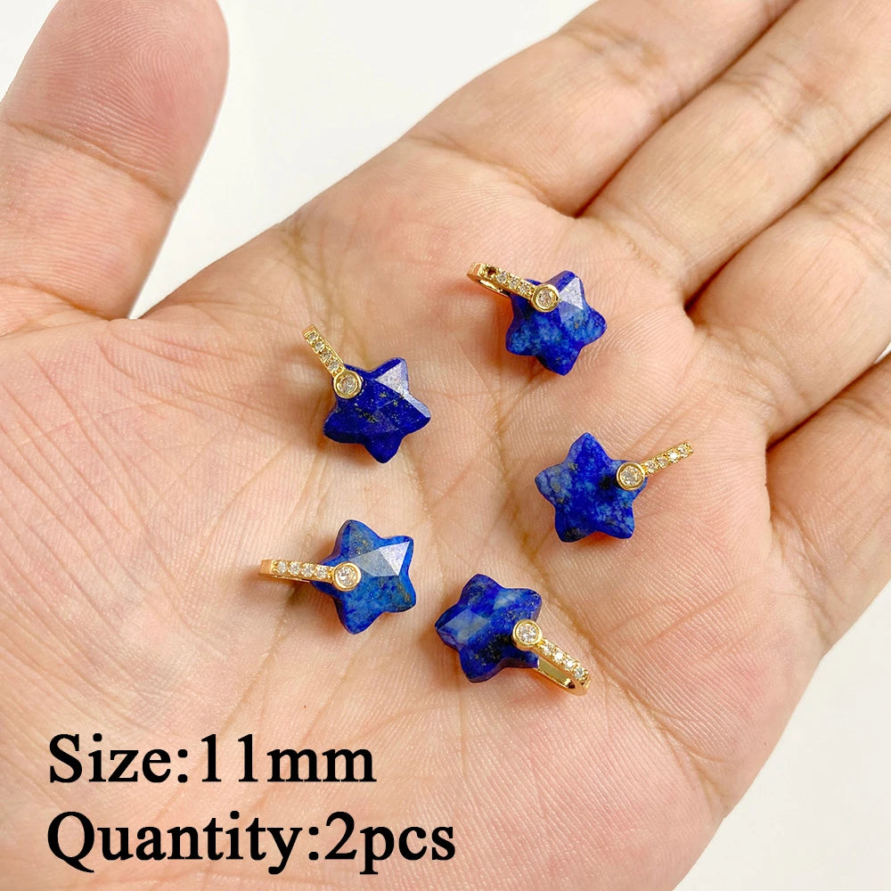 Natural Lapis Lazuli Pendant Blue Heart Square Oval Bullet Stone Charms For Jewelry Making Necklace Earrings Bracelet DIY 2PCS