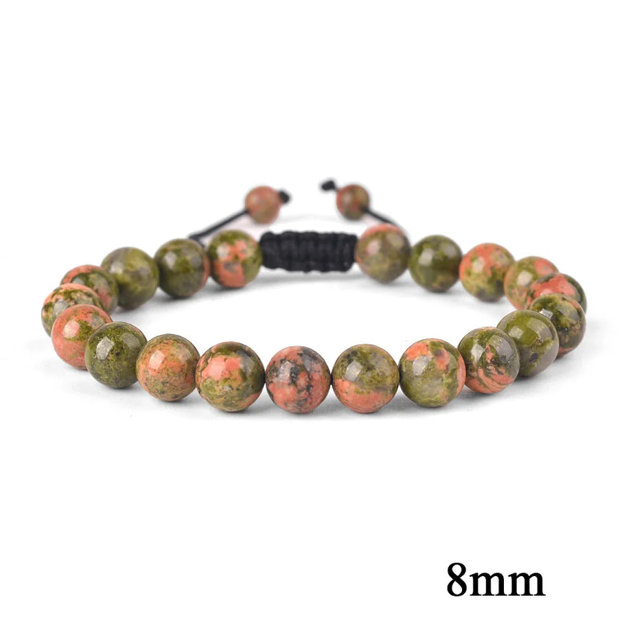 Natural Stone Beaded Bracelet — Tiger Eye, Agate & Lava