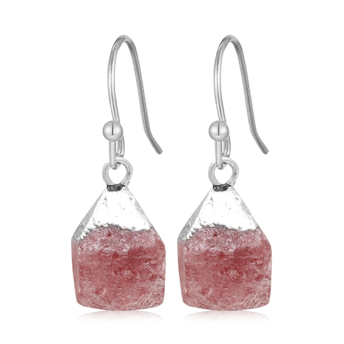 Irregular Rough Raw Ore Natural Stone Earrings Fluorite Amethysts Quartz Crystal Agates Stainless Steel Hook Earrings