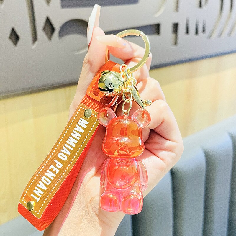 Cute Crystal Keychain Charm Tie The Bear Pendant For Women Bag Car KeyRing Mobile Phone Fine Jewelry Accessories Kids Girl Gift - Charlie Dolly
