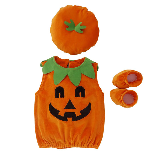 Halloween Pumpkin Costume Kids Children Hat Cosplay for Baby Girls Boys Stage Performance Holiday Party Clothing Suit Gifts