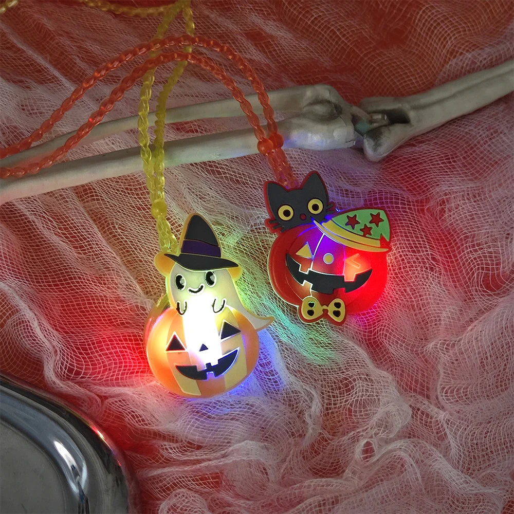2024 Halloween LED Light-emitting Necklaces for Women Glowing Pendant Toys Children Flash Necklace Halloween Party Decorations - Charlie Dolly