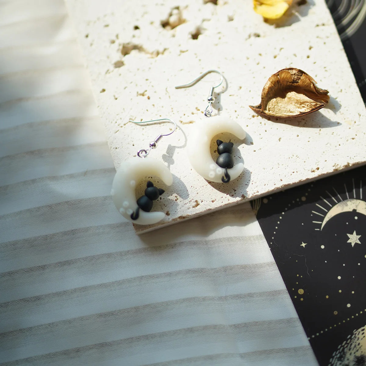 Halloween Cat Ghost  Shape Handmade Polymer Clay Earrings Halloween Themed Decoration For Women's Accessories Party Daily Ware - Charlie Dolly