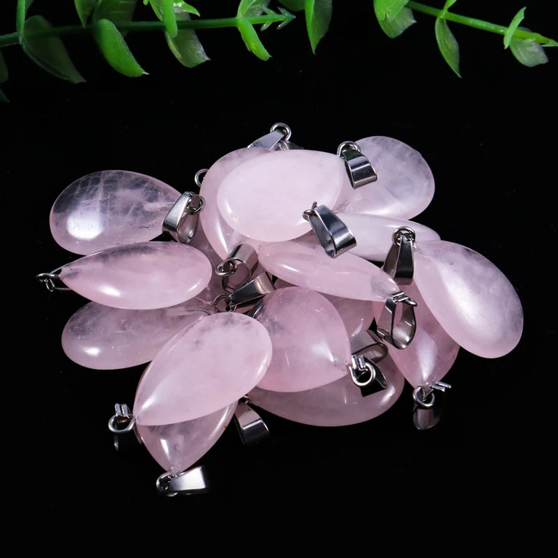 50pcs Natural Stone Waterdrop Pendants Crystal Amethysts Lapis Lazuli Healing Charms Tear Beads For Jewelry Making Earring Gems