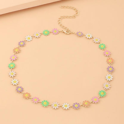 Fashion Sunflower Daisy Necklace for Women Multicolor Clavicle Chain Choker Necklace Wedding Party Bohemian Neck Chain Jewelry