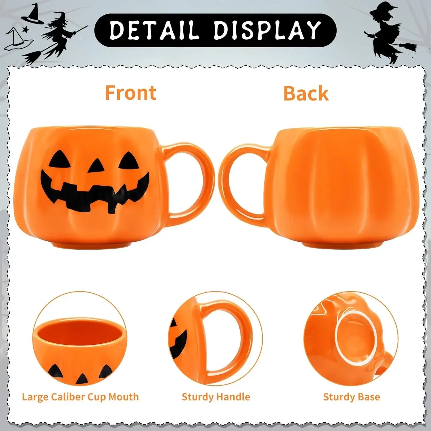 1pc 400ml Halloween Pumpkin Mug Decor Halloween Pattern Mug Ceramic Cute Pumpkin Coffee Cup Birthday Tabletop Drinkware Gifts - Charlie Dolly