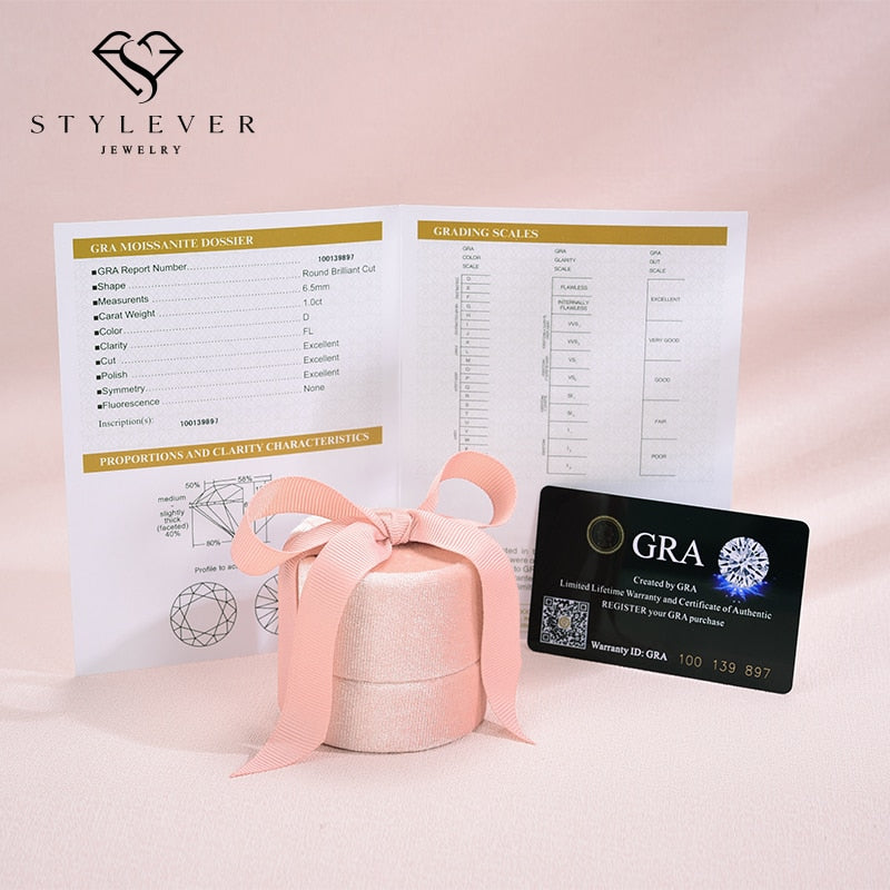 Stylever Luxury Certified Moissanite Diamond Classic Round Pendant Necklace for Women 925 Sterling Silver Chain Wedding Jewelry - Charlie Dolly