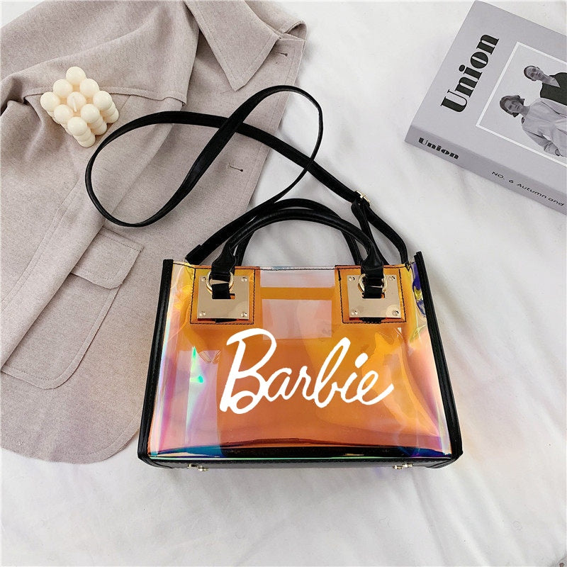 Barbie Princess Summer Transparent Handbag Anime Y2K Girls Lasers Beach Bag Shoulder Bag Ladies Tote Bags Pu Messenger Organizer - Charlie Dolly