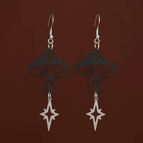 Moon Phase Mushroom Drop Earrings