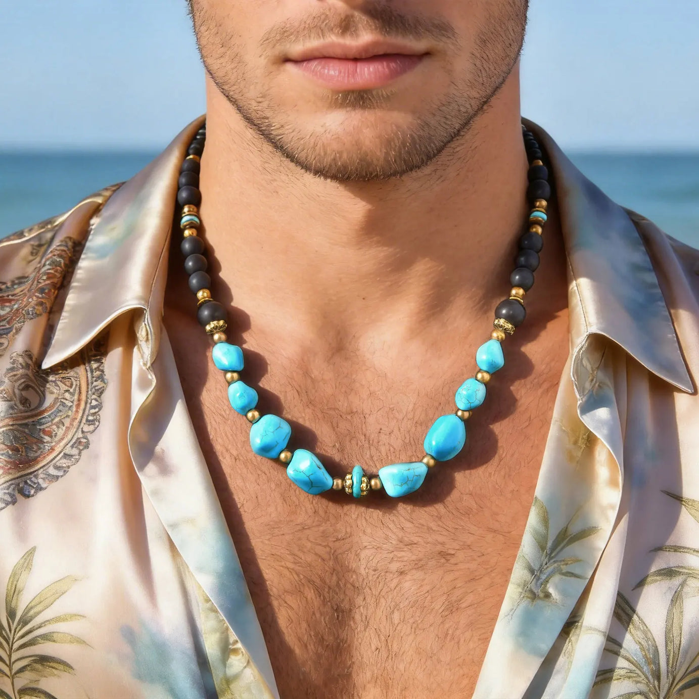Natural Stone Unisex Beaded Necklace