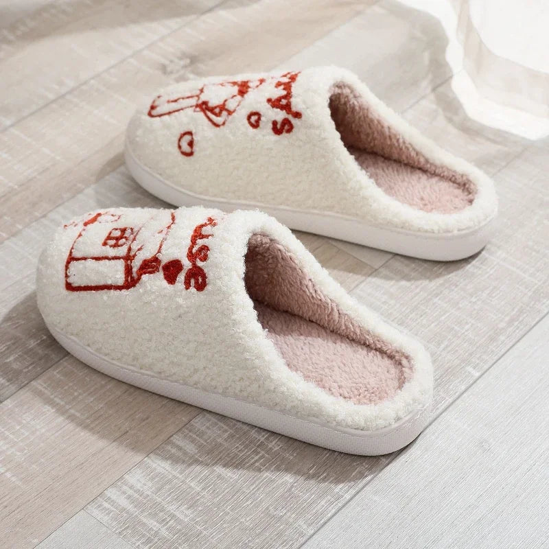 Men Women Household Slippers 2024 Autumn Winter Indoor Plush Warm Comfortable Flat Bottom Cotton Shoes Thick Sole Casual Shoes - Charlie Dolly