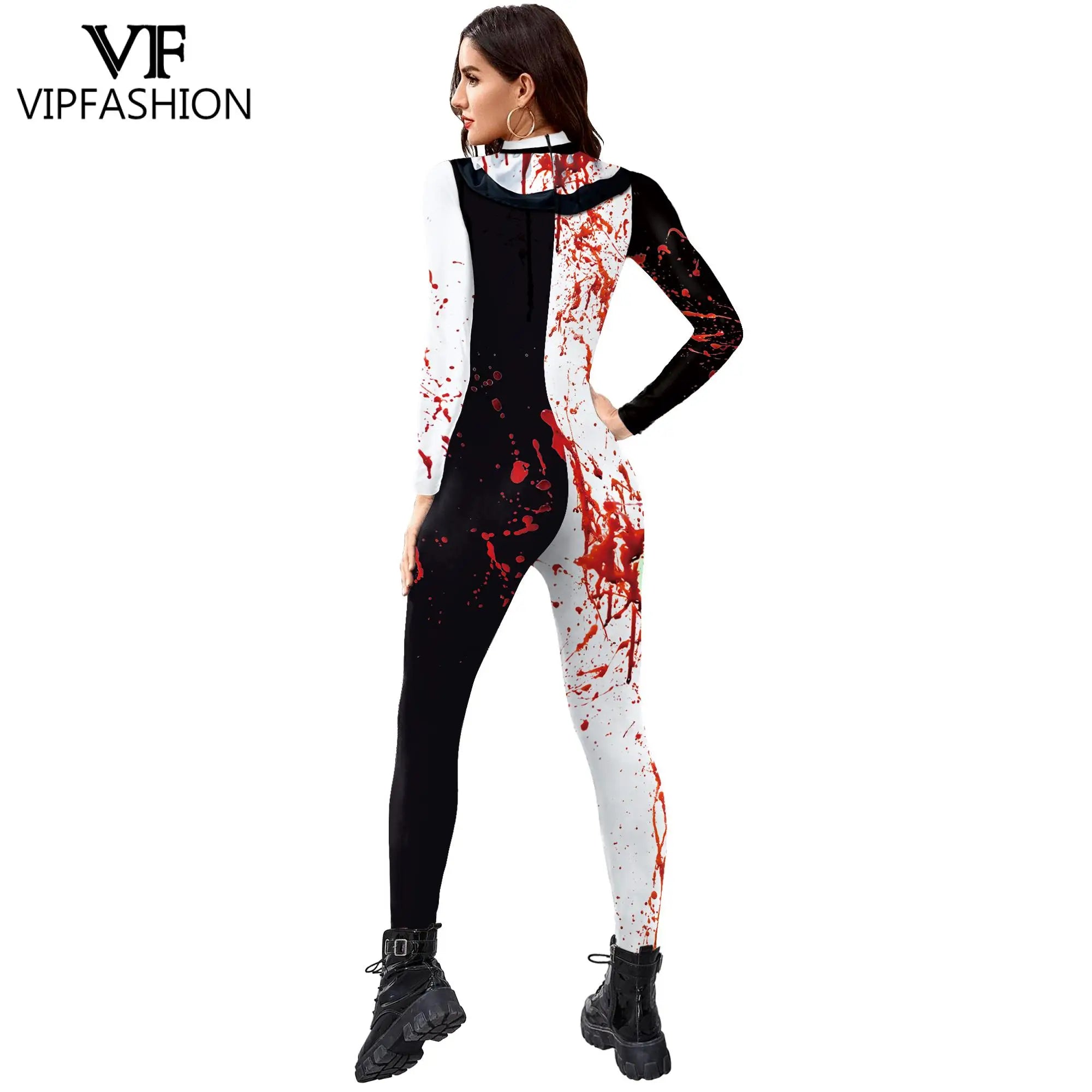 VIP FASHION Blood Clown Costume Adult Kid Halloween Suit Fancy Family Matching Suit Zentai Bodysuit Movie Scary Cosplay Jumpsuit - Charlie Dolly