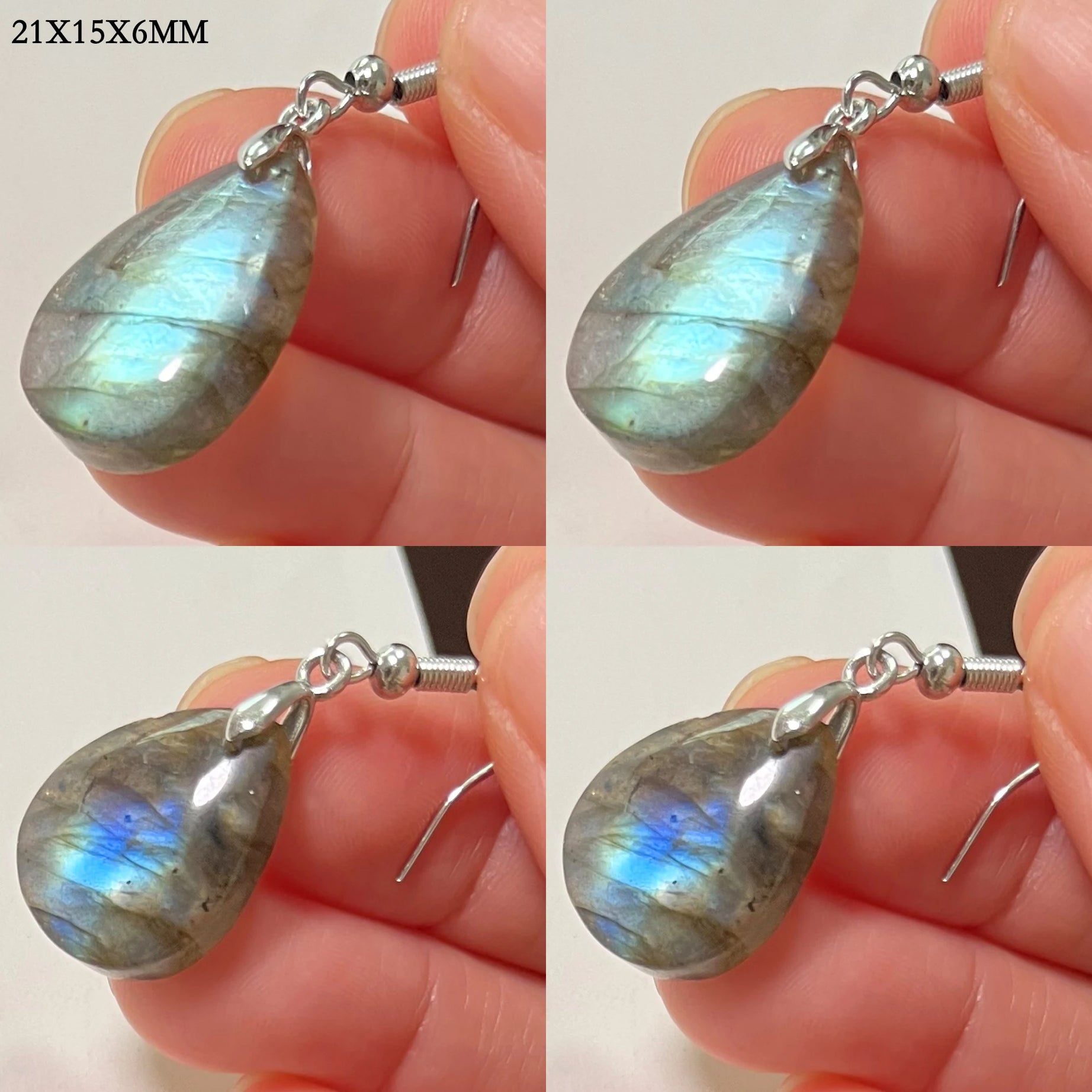 Blue Labradorite Pendant & Earrings Set, Raw Natural Stone Unisex Boho Jewelry