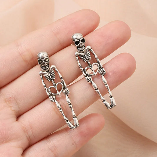 Exaggerated Stylish Punk Halloween Skull Skeleton Alloy Festive Atmosphere Creative Item Earrings Female Earrings Girl Birthday Gift