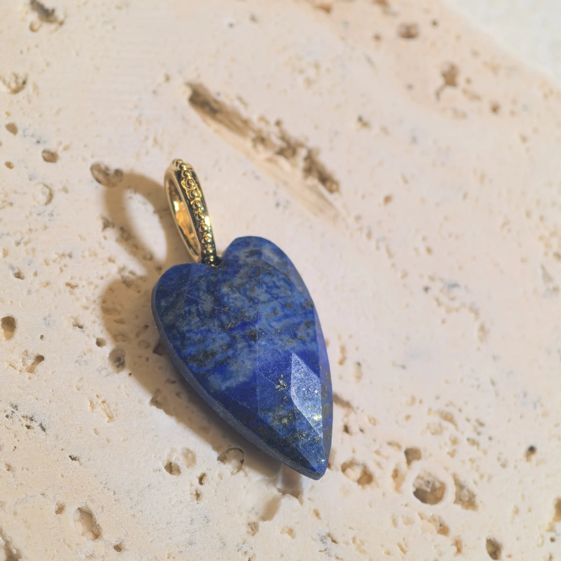 1pc Heart Shape Natural Stone Amethyst Lapis Lazuli Pendants Faceted Natural Stone Charms DIY Necklace Earring Accessories