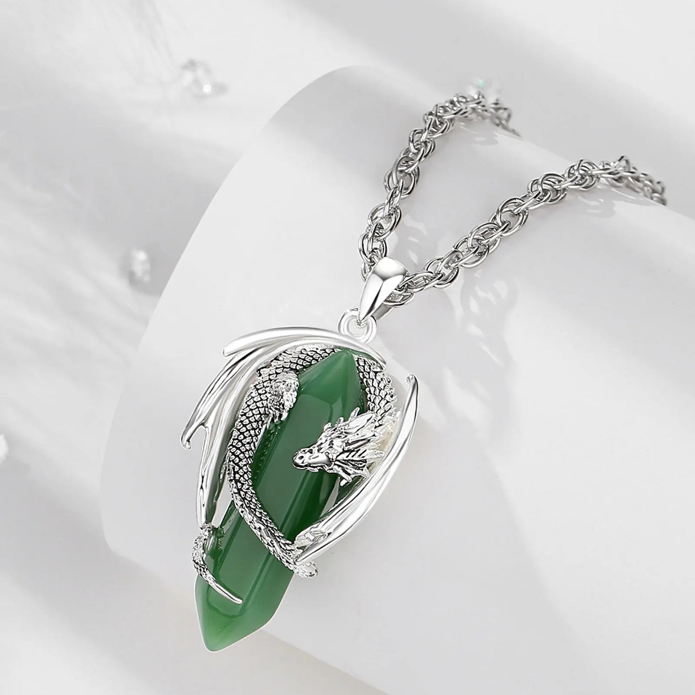Dragon Natural Stone Hexagonal Prism Necklace