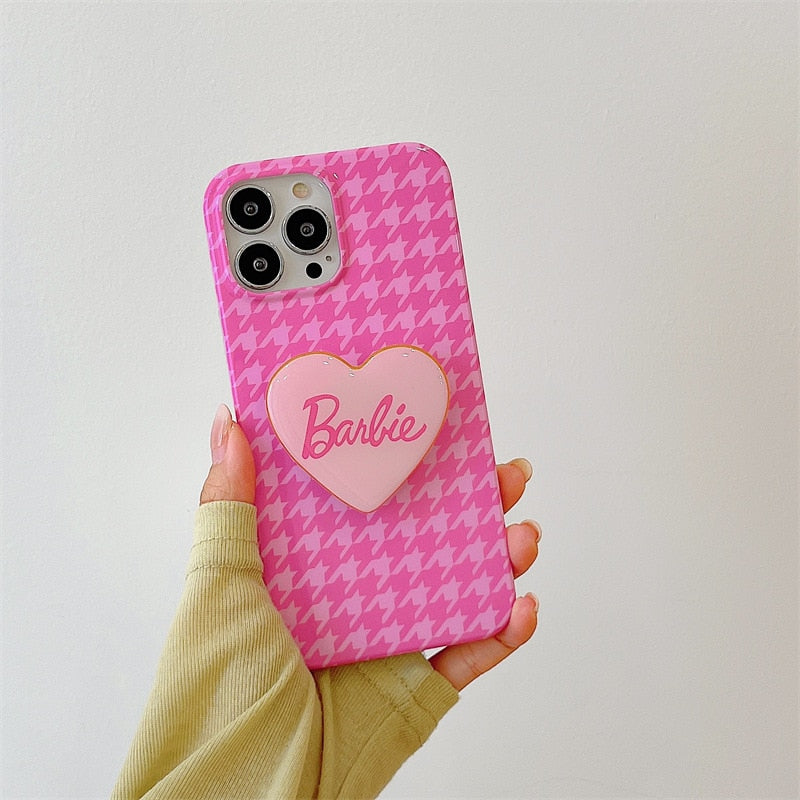 Barbie Phone Case 14Promax Xr Fashion Women 1213Pro Max Mobile Phone Case Cartoon Soft Girls Iphone Shell Love Bracket Gifts