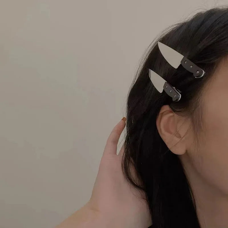 New Halloween Gothic Emulation Knife Hair Clips Side Bangs Hairpin Funny Creative Weird Knife Hairpins Girls Hair Accessories - Charlie Dolly