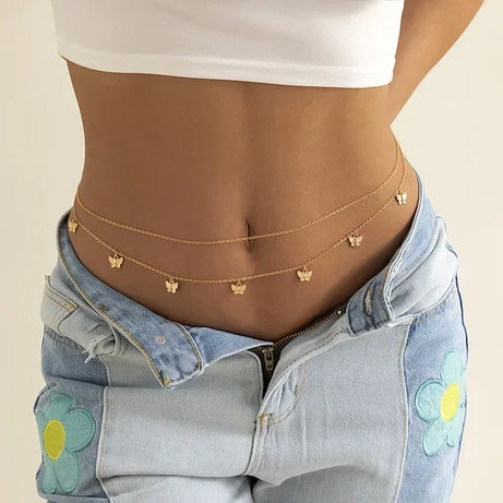 Double Layer Pearl Boho Waist and Belly Chain