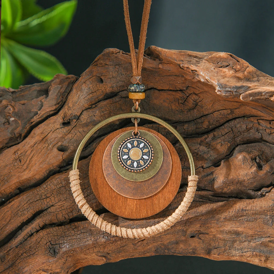 Large Circle Pendant Layered Sweater Chain Necklace Jewelry